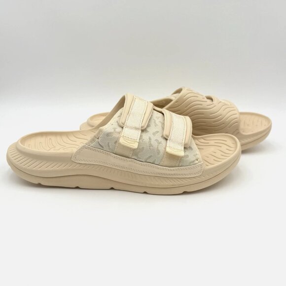 HOKA One One Ora Luxe Recovery Slide Sandals Men\'s Size 14 Shortbread / Eggnog main image 7